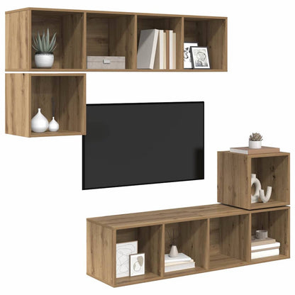TV Cabinet Set 4 pcs Artisan Oak Engineered Wood