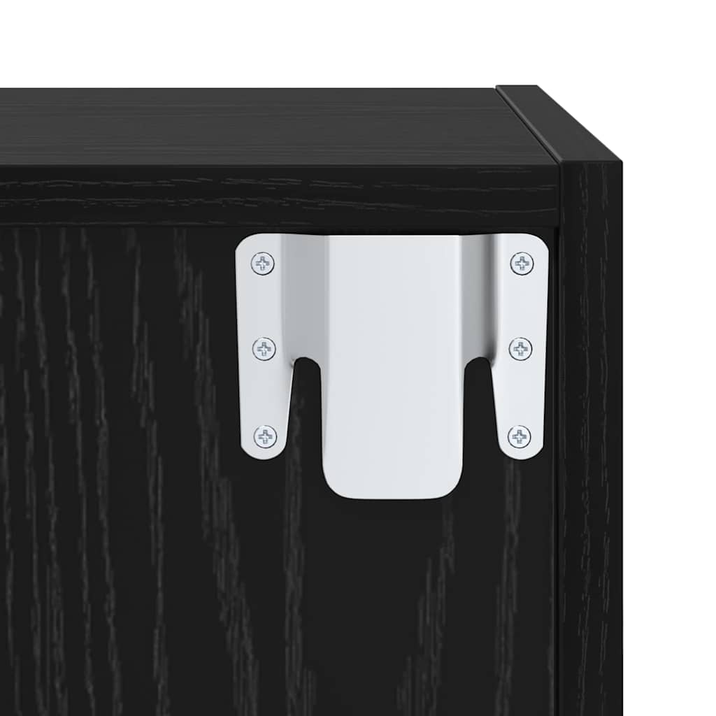 TV Cabinet Set Wall-mounted 3 pcs Black Oak Engineered Wood