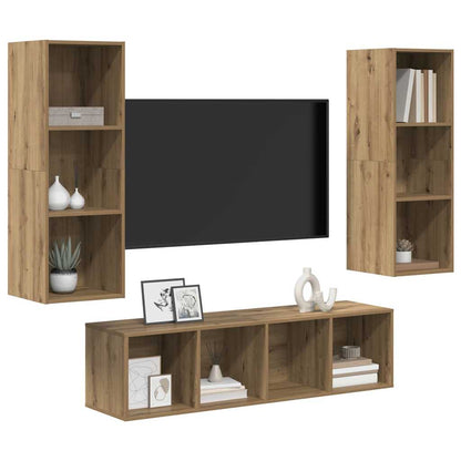 TV Cabinet Set 3 pcs Artisan Oak Engineered Wood