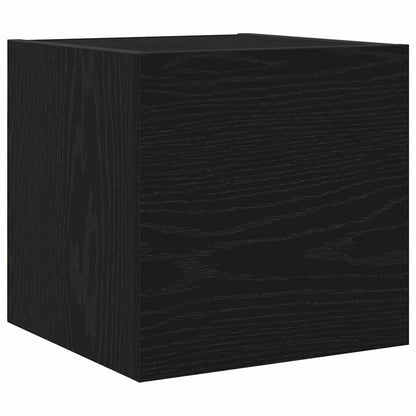 TV Cabinet Set Wall-mounted 7 pcs Black Oak Engineered Wood