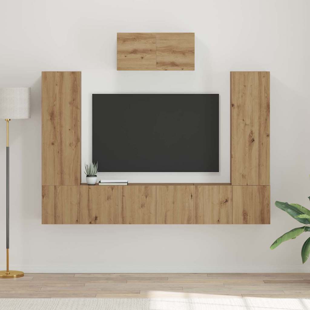 TV Cabinet Set 7 pcs Artisan Oak Engineered Wood