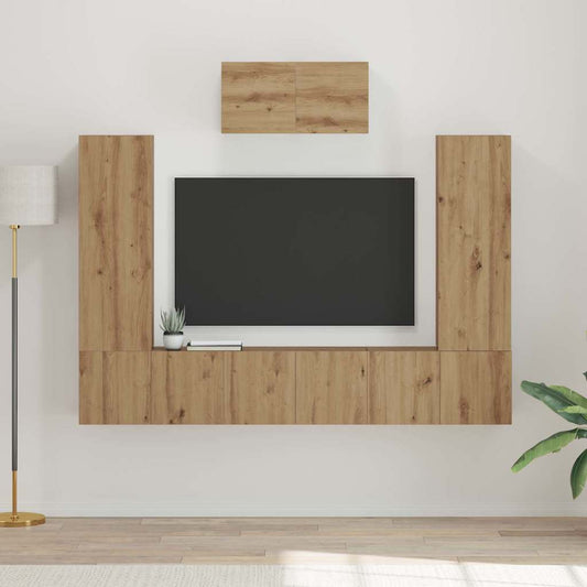 TV Cabinet Set 7 pcs Artisan Oak Engineered Wood