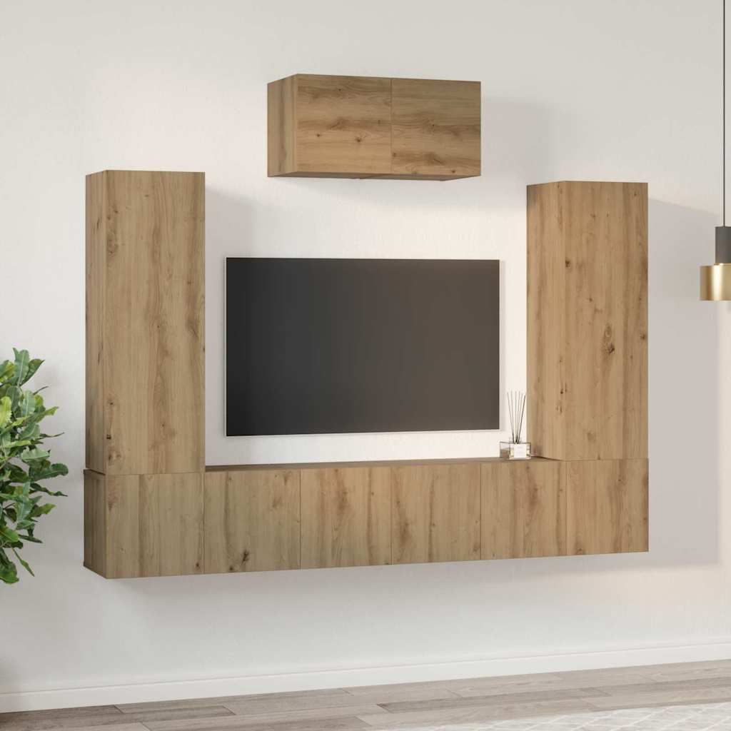 TV Cabinet Set 7 pcs Artisan Oak Engineered Wood