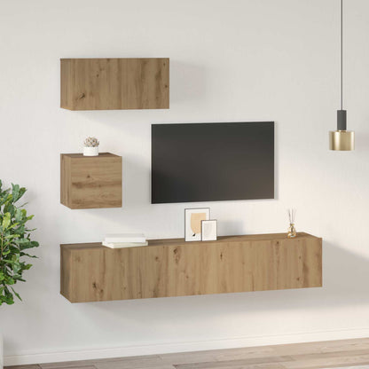 TV Cabinet Set 3 pcs Artisan Oak Engineered Wood