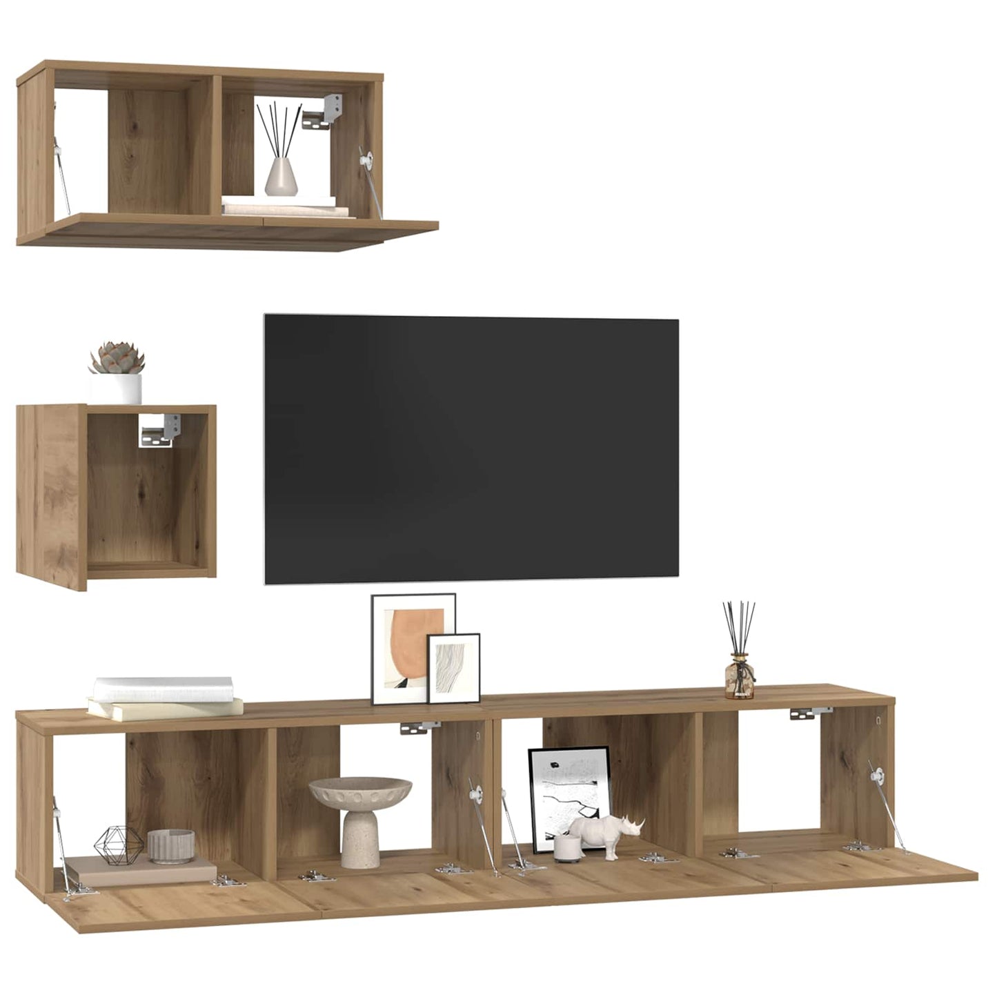 TV Cabinet Set 3 pcs Artisan Oak Engineered Wood