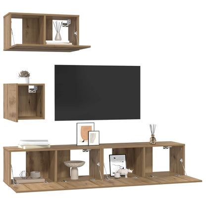 TV Cabinet Set 3 pcs Artisan Oak Engineered Wood