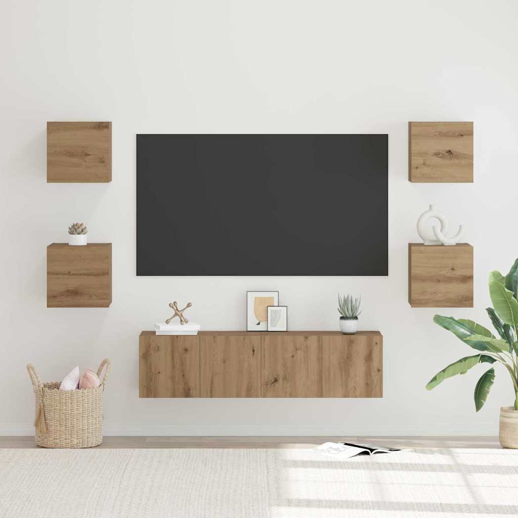 TV Cabinet Set 6 pcs Artisan Oak Engineered Wood