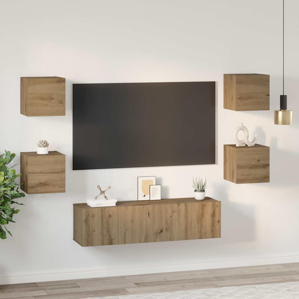 TV Cabinet Set 6 pcs Artisan Oak Engineered Wood