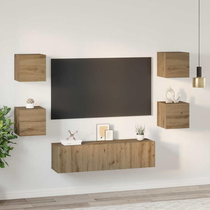 TV Cabinet Set 6 pcs Artisan Oak Engineered Wood