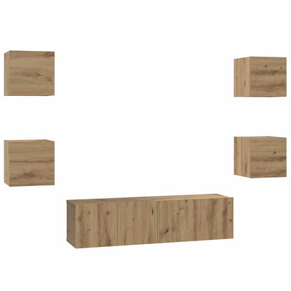 TV Cabinet Set 6 pcs Artisan Oak Engineered Wood