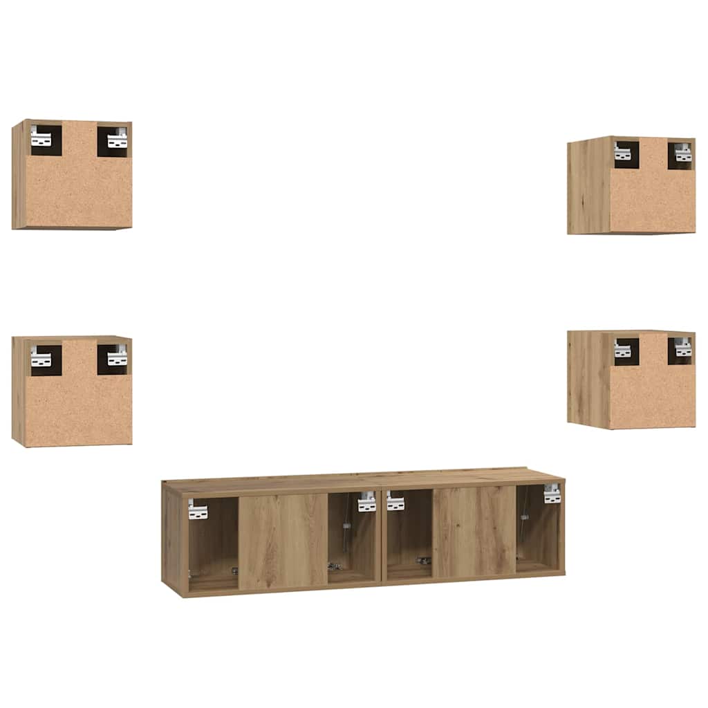 TV Cabinet Set 6 pcs Artisan Oak Engineered Wood