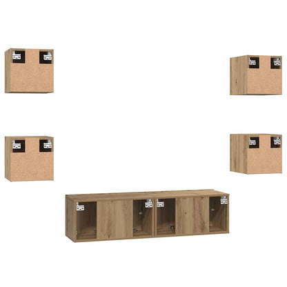TV Cabinet Set 6 pcs Artisan Oak Engineered Wood