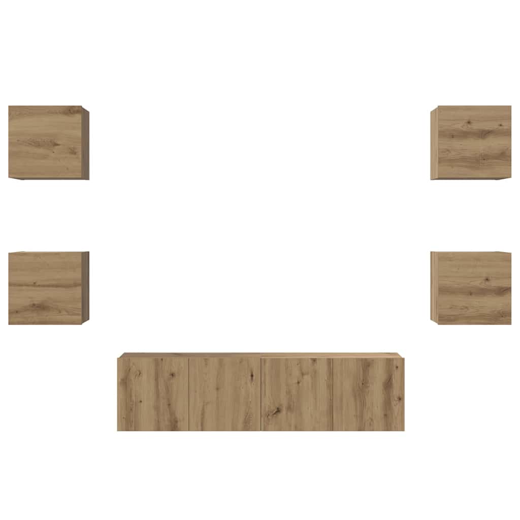 TV Cabinet Set 6 pcs Artisan Oak Engineered Wood