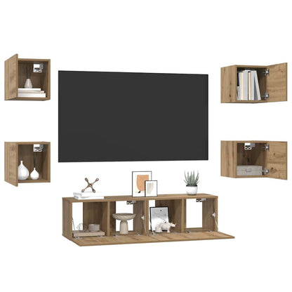 TV Cabinet Set 6 pcs Artisan Oak Engineered Wood