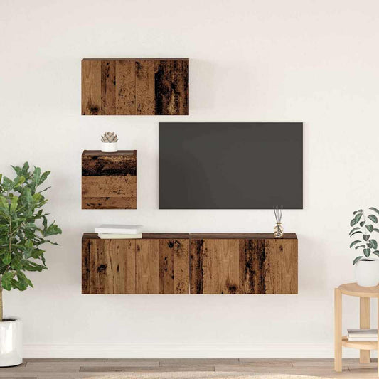 TV Cabinet Set 4 pcs Old Wood Engineered Wood