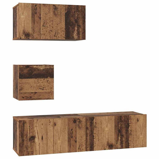 TV Cabinet Set 4 pcs Old Wood Engineered Wood