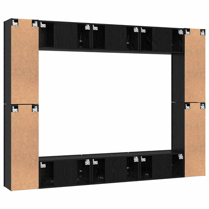 TV Cabinet Set Wall-mounted 10 pcs Black Oak Engineered Wood