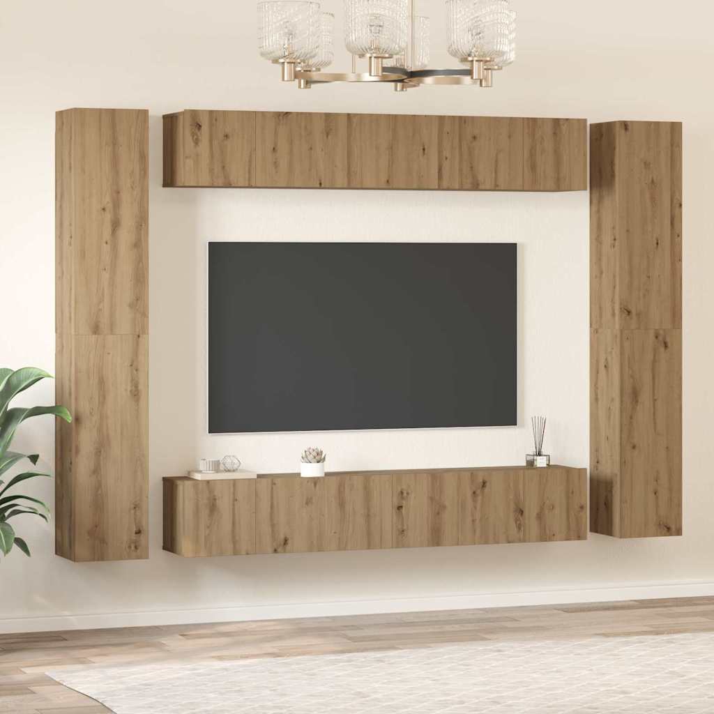 TV Cabinet Set 10 pcs Artisan Oak Engineered Wood