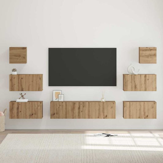 TV Cabinet Set 8 pcs Artisan Oak Engineered Wood