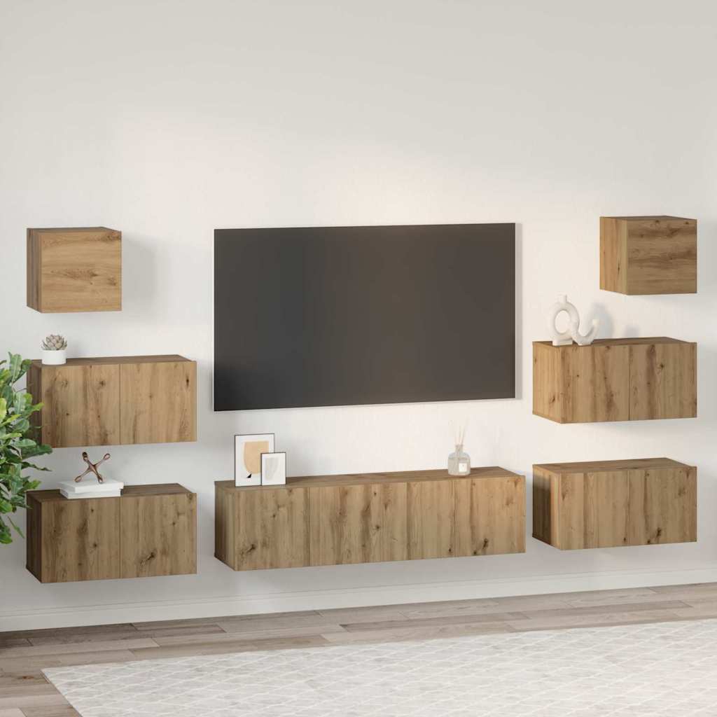 TV Cabinet Set 8 pcs Artisan Oak Engineered Wood