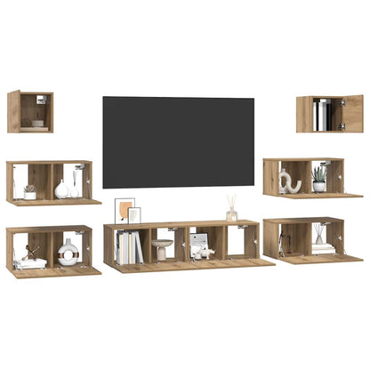 TV Cabinet Set 8 pcs Artisan Oak Engineered Wood
