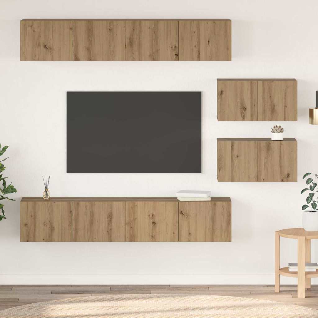 TV Cabinet Set 6 pcs Artisan Oak Engineered Wood