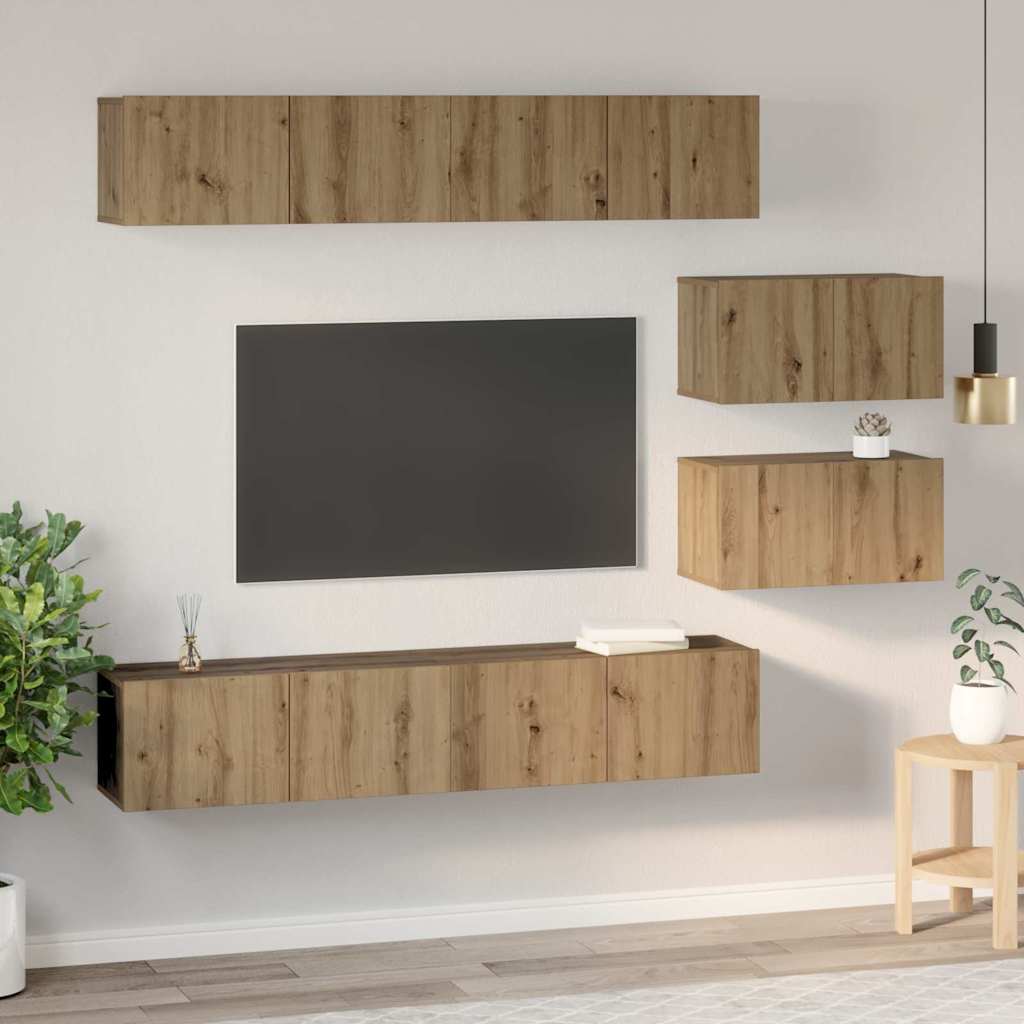 TV Cabinet Set 6 pcs Artisan Oak Engineered Wood