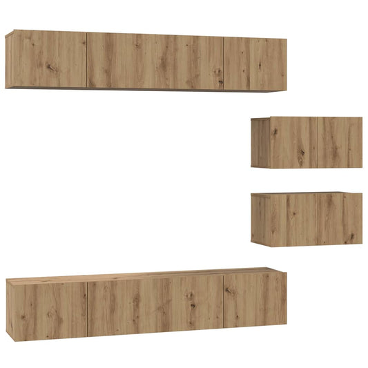 TV Cabinet Set 6 pcs Artisan Oak Engineered Wood