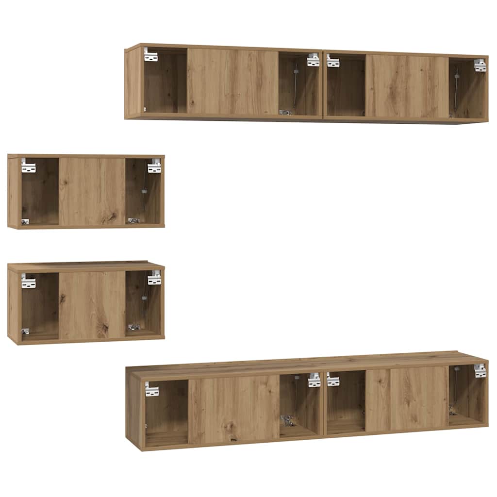 TV Cabinet Set 6 pcs Artisan Oak Engineered Wood