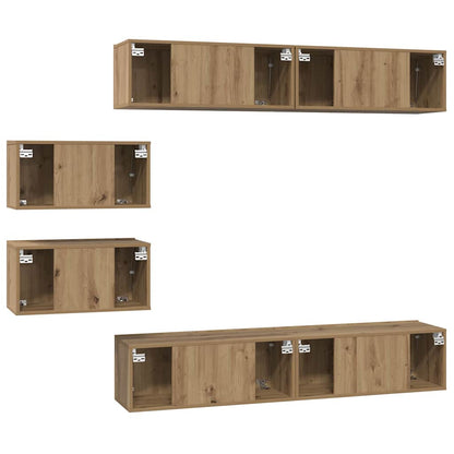 TV Cabinet Set 6 pcs Artisan Oak Engineered Wood