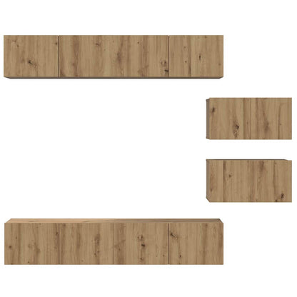 TV Cabinet Set 6 pcs Artisan Oak Engineered Wood
