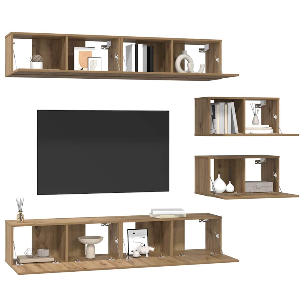 TV Cabinet Set 6 pcs Artisan Oak Engineered Wood