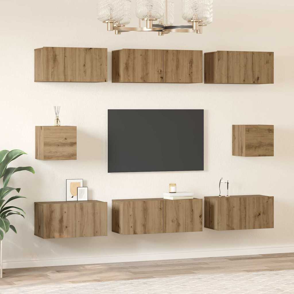 TV Cabinet Set 8 pcs Artisan Oak Engineered Wood