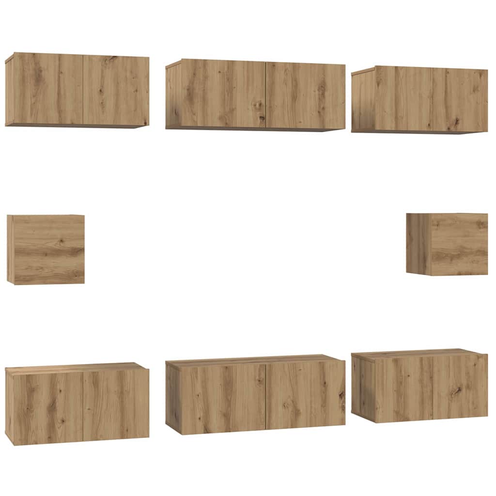 TV Cabinet Set 8 pcs Artisan Oak Engineered Wood