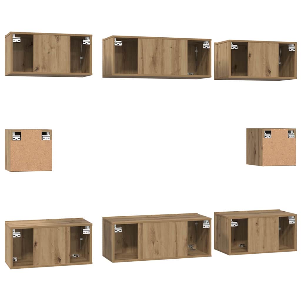 TV Cabinet Set 8 pcs Artisan Oak Engineered Wood