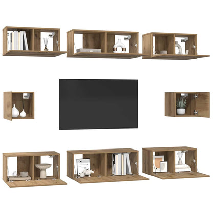 TV Cabinet Set 8 pcs Artisan Oak Engineered Wood