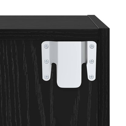 TV Cabinet Set Wall-mounted 2 pcs Black Oak Engineered Wood