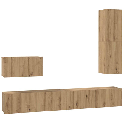 Wall TV Cabinet 4 pcs Artisan Oak Engineered Wood