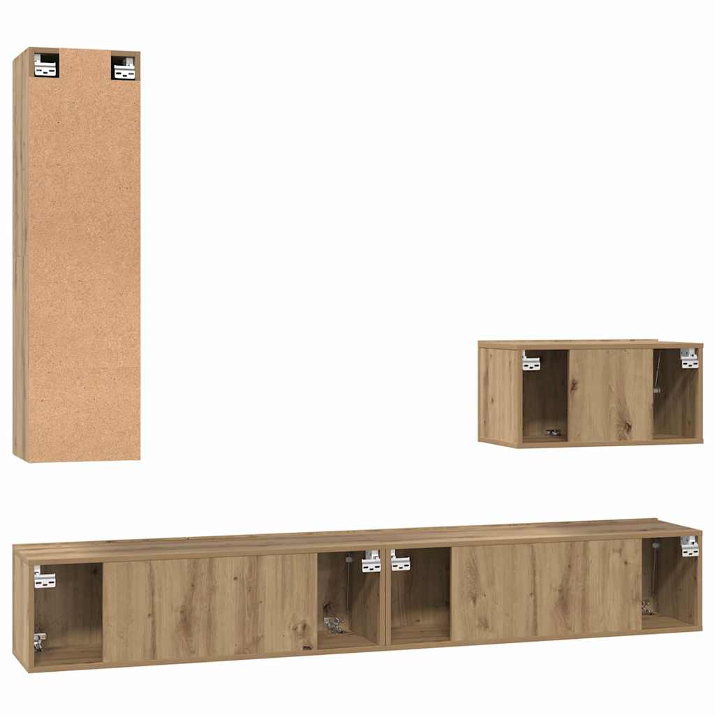 Wall TV Cabinet 4 pcs Artisan Oak Engineered Wood