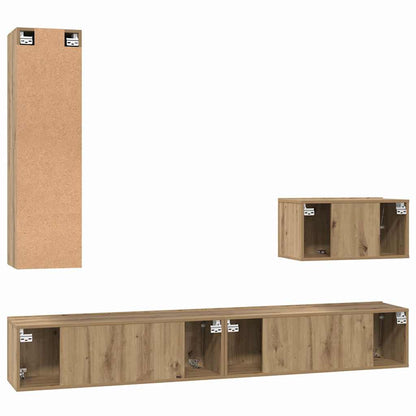 Wall TV Cabinet 4 pcs Artisan Oak Engineered Wood