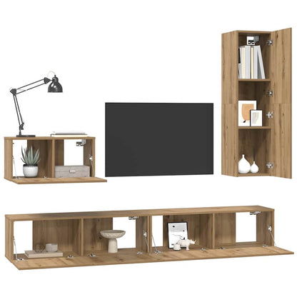 Wall TV Cabinet 4 pcs Artisan Oak Engineered Wood