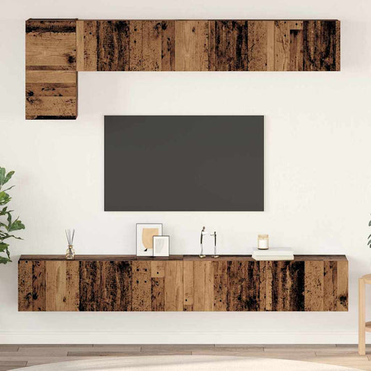TV Cabinet Set 5 pcs Old Wood Engineered Wood