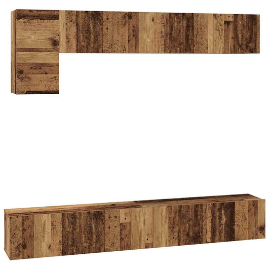 TV Cabinet Set 5 pcs Old Wood Engineered Wood