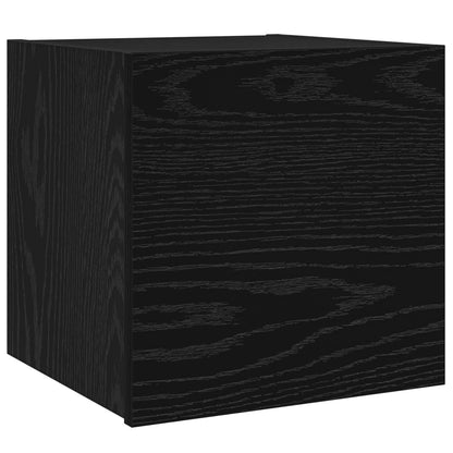 TV Cabinet Set Wall-mounted 8 pcs Black Oak Engineered Wood