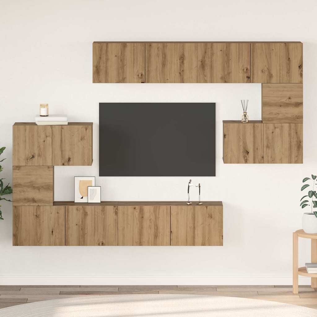 TV Cabinet Set 8 pcs Artisan Oak Engineered Wood