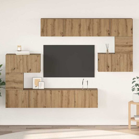 TV Cabinet Set 8 pcs Artisan Oak Engineered Wood