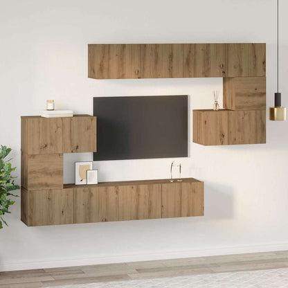TV Cabinet Set 8 pcs Artisan Oak Engineered Wood