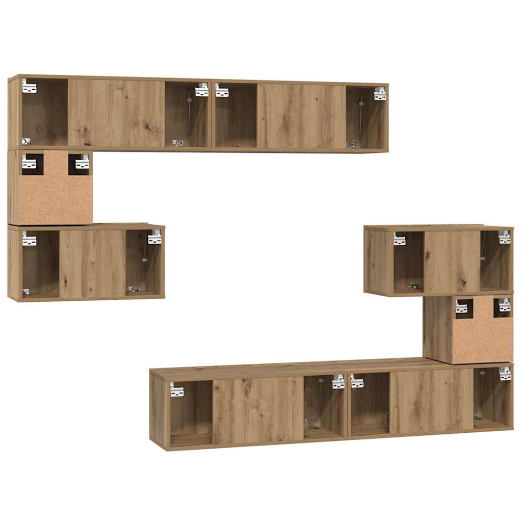 TV Cabinet Set 8 pcs Artisan Oak Engineered Wood