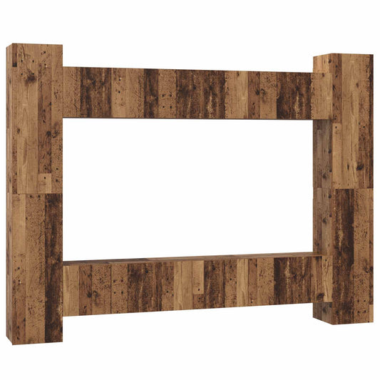 TV Cabinet Set 10 pcs Old Wood Engineered Wood