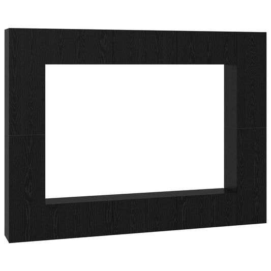 TV Cabinet Set 10 pcs Black Oak Engineered Wood